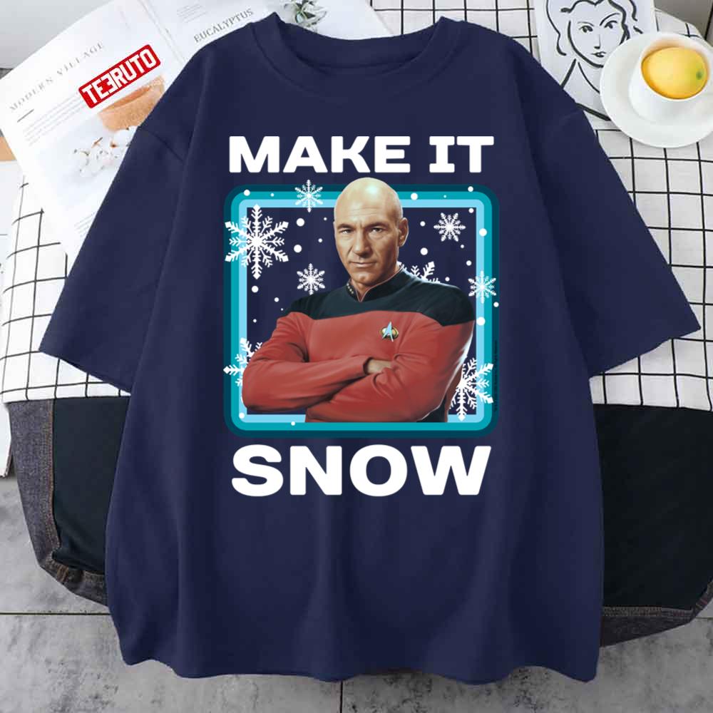 Make It Snow Christmas Star Trek Next Generation Unisex T-Shirt