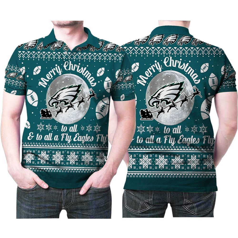 Merry Christmas Philadelphia Eagles To All And To All A Who Dat Ugly Christmas 3d Printed Gift For Philadelphia Eagles Fan Polo Shirt