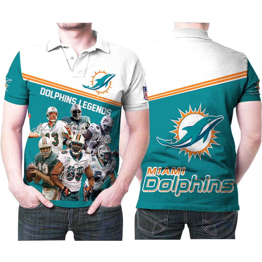 Miami Dolphins Dolphins Legends 6 Best Players Signatures 3d Printed Gift For Miami Dolphins Fan Polo Shirt All Over Print Shirt 3d T-shirt