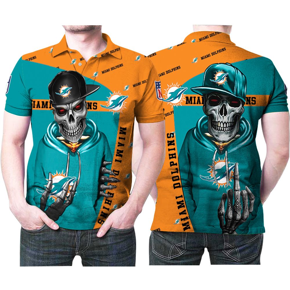 Miami Dolphins Nfl American Football Team Logo Skeleton Hip Hip 3d Designed Allover Gift For Dolphins Fans Polo Shirt All Over Print Shirt 3d T-shirt