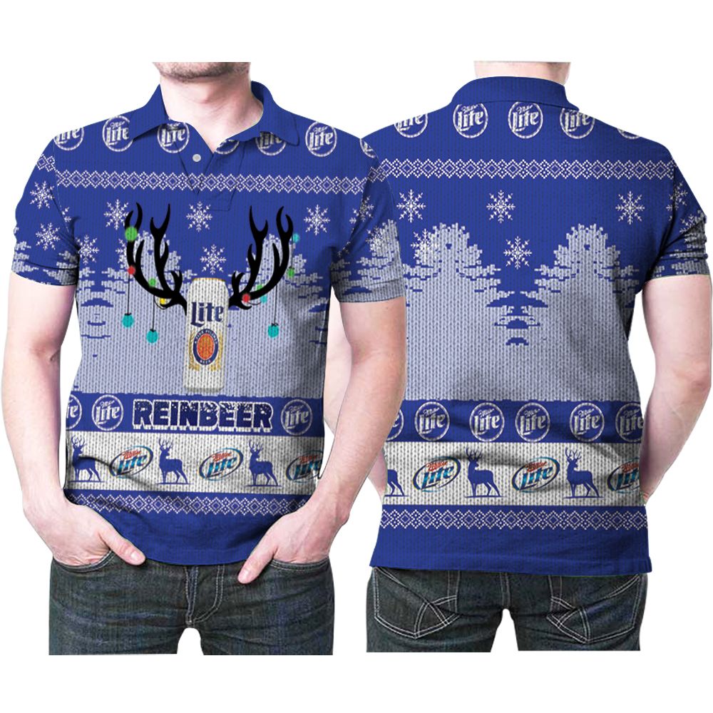 Miller Lite Reinbeer Ugly Christmas 3d Printed Gift For Miller Lite Lovers Polo Shirt All Over Print Shirt 3d T-shirt