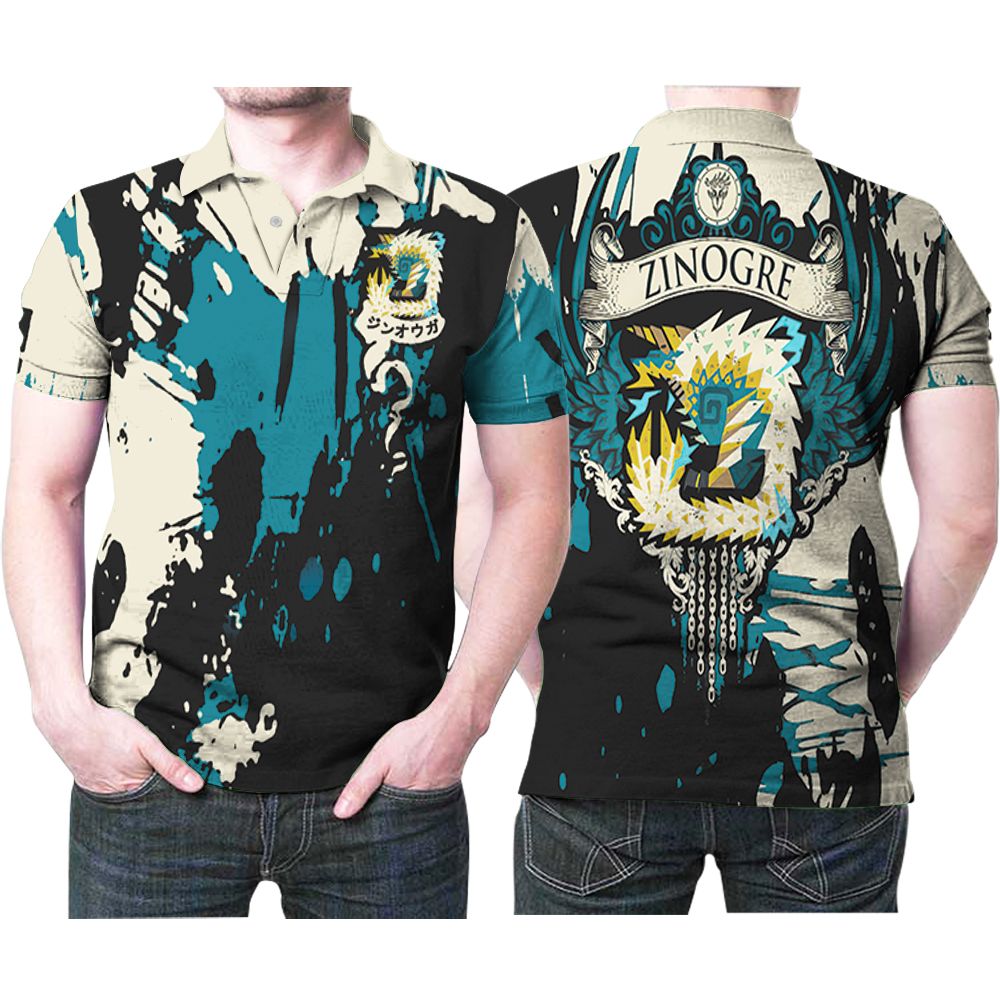 Monster Hunter World Game Zinogre Logo 3d Printed Gift For Monster Hunter Fan Polo Shirt All Over Print Shirt 3d T-shirt