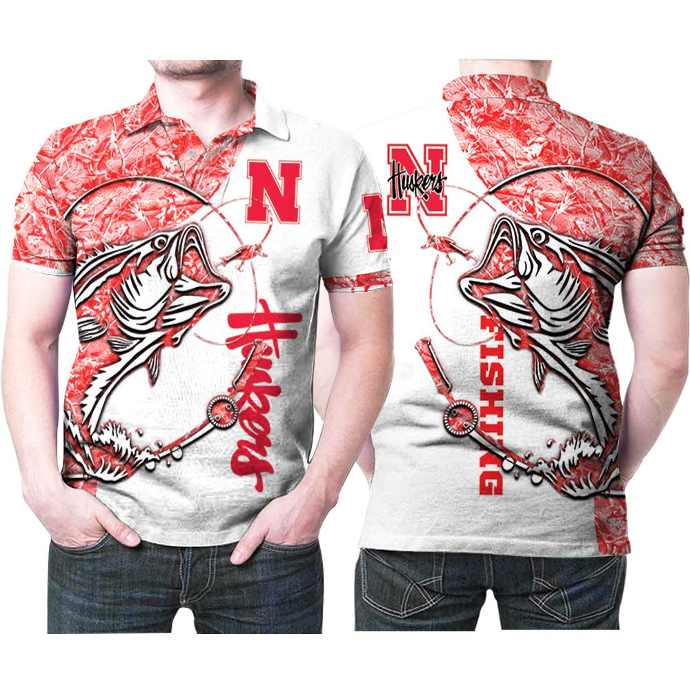 Nebraska Huskers Ncaa Logo Fishing Catfish Pattern 3d Designed For Nebraska Huskers Fan Polo Shirt All Over Print Shirt 3d T-shirt