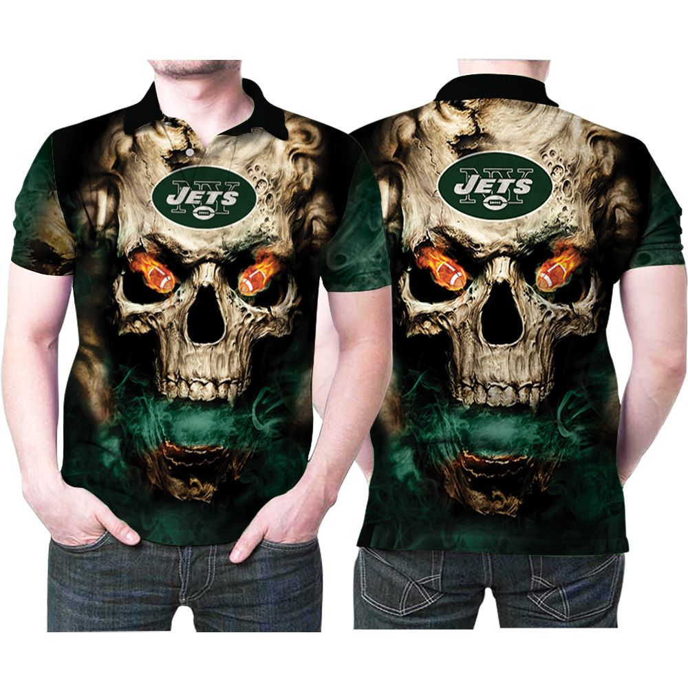 New York Jets Nfl American Football Team Logo Lava Skull Jersey 3d Designed Allover Gift For Jets Fans Polo Shirt All Over Print Shirt 3d T-shirt