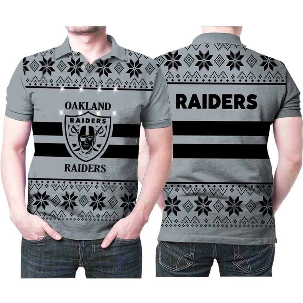 Oakland Raiders Light Up Ugly Christmas Pattern 3d Printed Gift For Oakland Raiders Fan Polo Shirt All Over Print Shirt 3d T-shirt