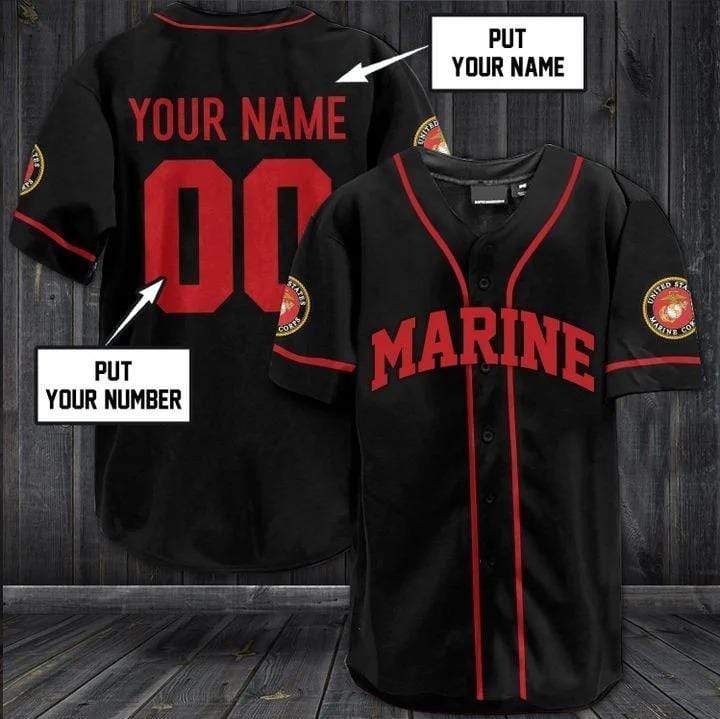 Personalized Name Us Marine Purple Baseball Jersey Shirt - Bring