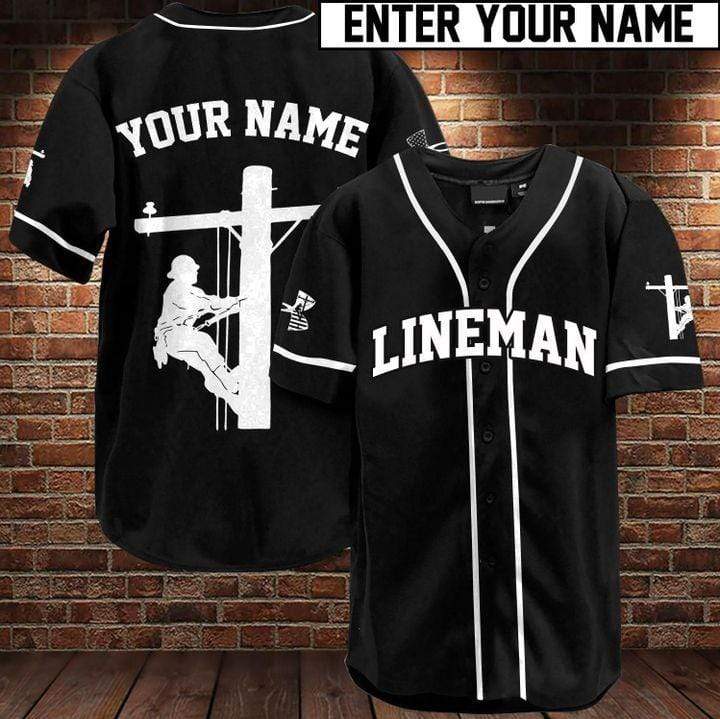 Personalized Name B&ampampw Lineman Baseball Jersey