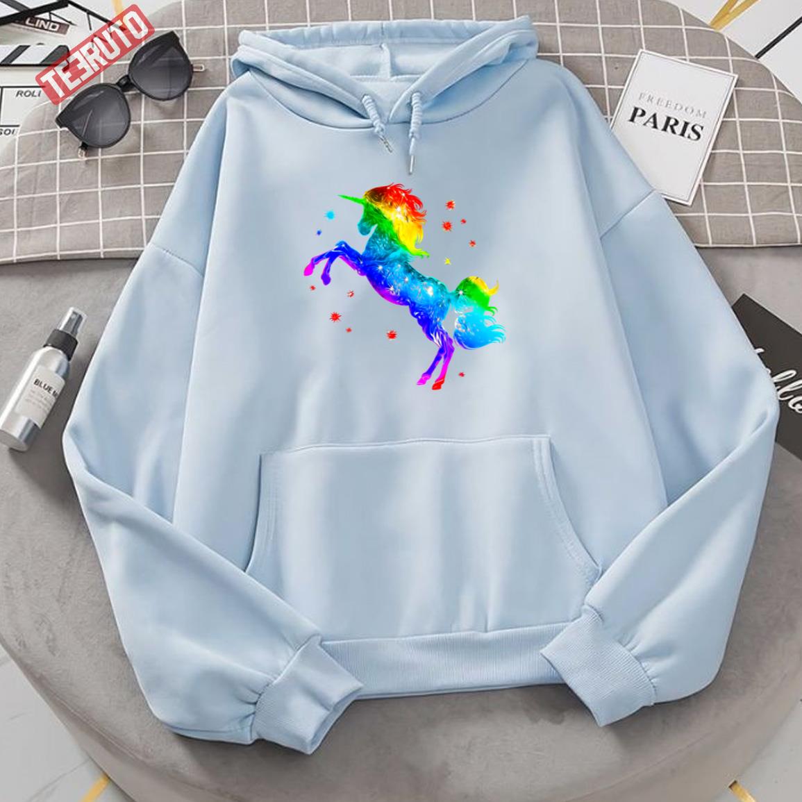 Rainbow Unicorn Stars Galaxy Style Space Unisex Hoodie