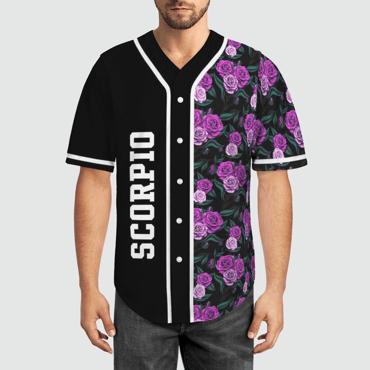 Scorpio Zodiac With Tropical Flowery 3d Personalized 3d Baseball Jersey h