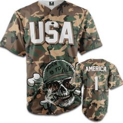 Skull Born To Kill U.s.a Veteran Camo 3d Personalized 3d Baseball Jersey va