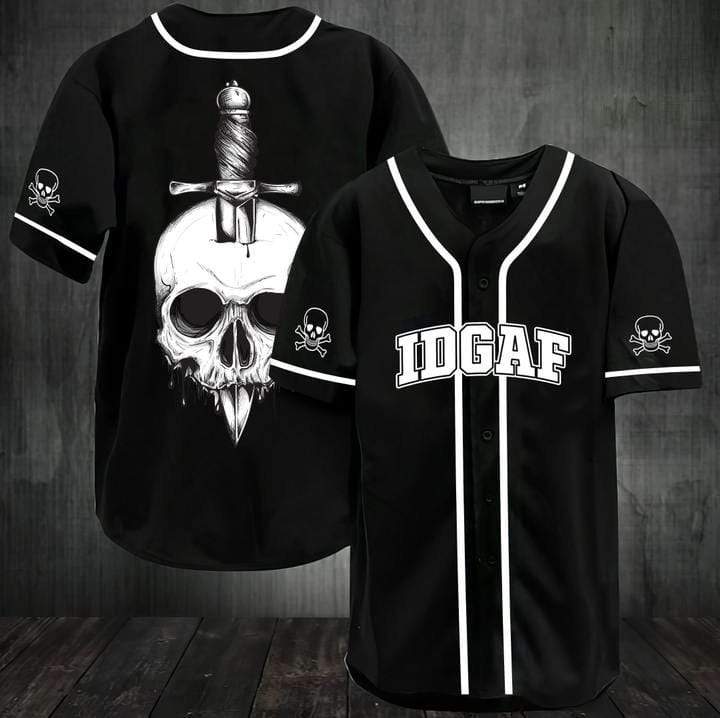 Skull Idgaf Personalized 3d Baseball Jersey kv
