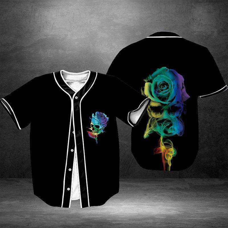 Skull Rose Smoke Personalized 3d Baseball Jersey