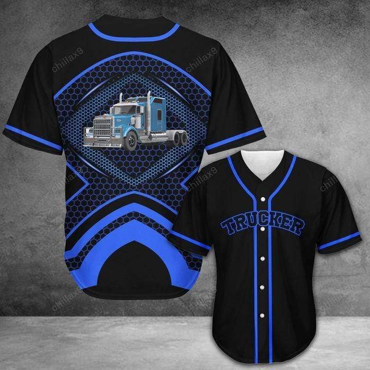 Trucker Blue Personalized 3d Baseball Jersey kv