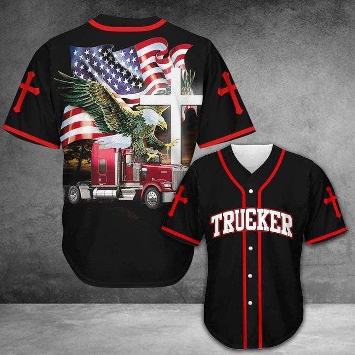 Trucker Eagle American Personalized 3d Baseball Jersey kv