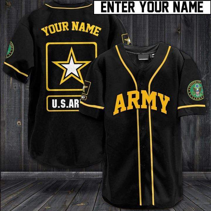 Us Army Black Custom Personalized Name Baseball Jersey