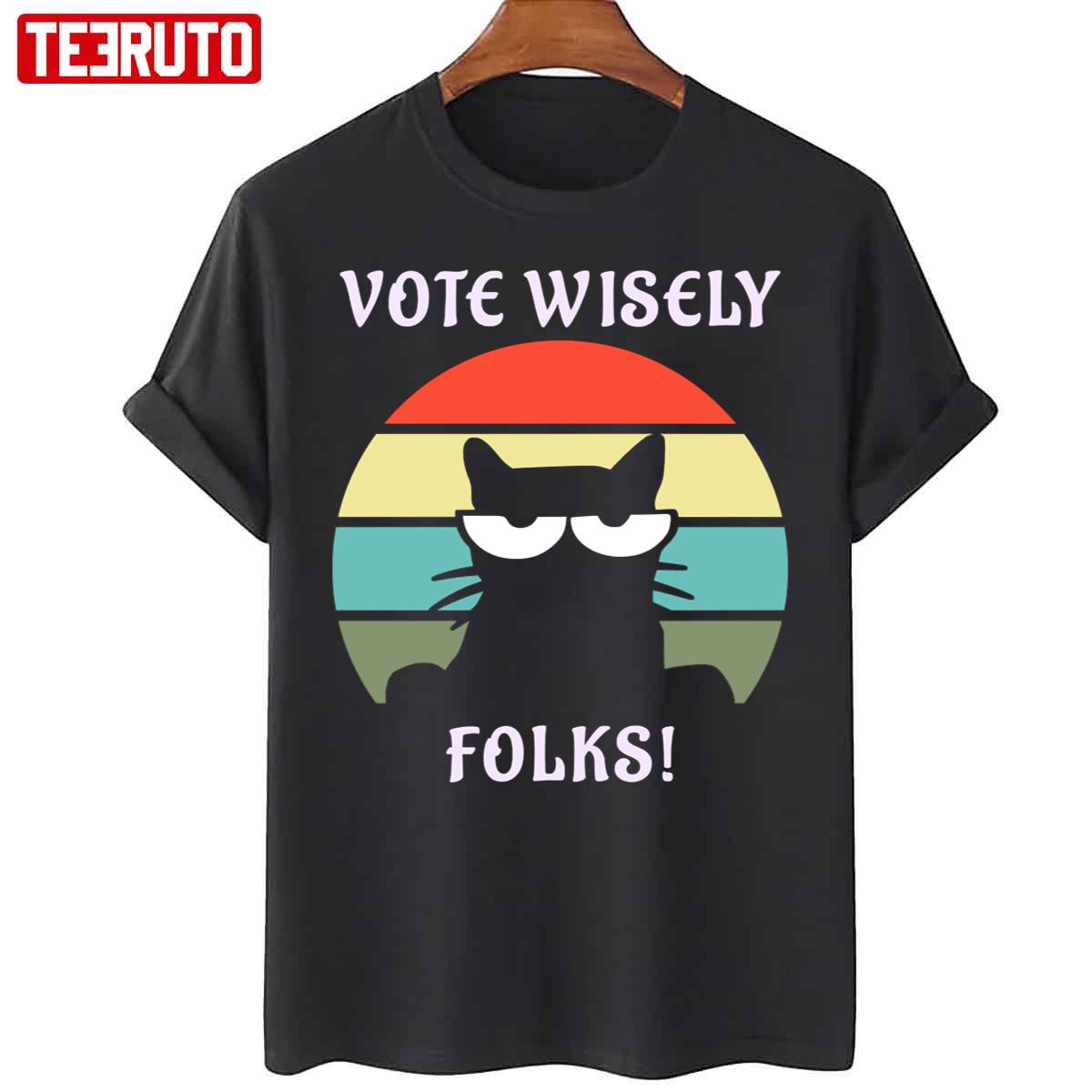 Vintage Cat Vote Wisely Unisex T-Shirt