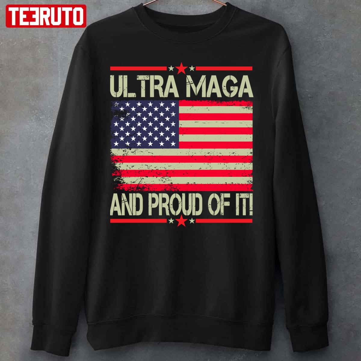 Vintage USA Flag Ultra Maga And Proud Of It Unisex Sweatshirt