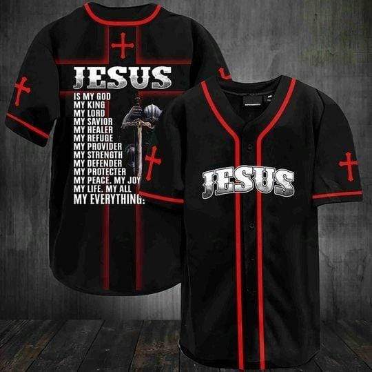Warrior Jesus Is My Everything Personalized 3d Baseball Jersey kv