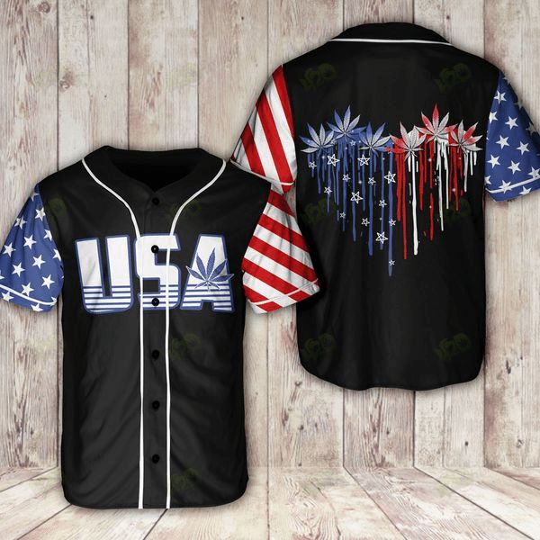Weed American Flag Heart Personalized 3d Baseball Jersey