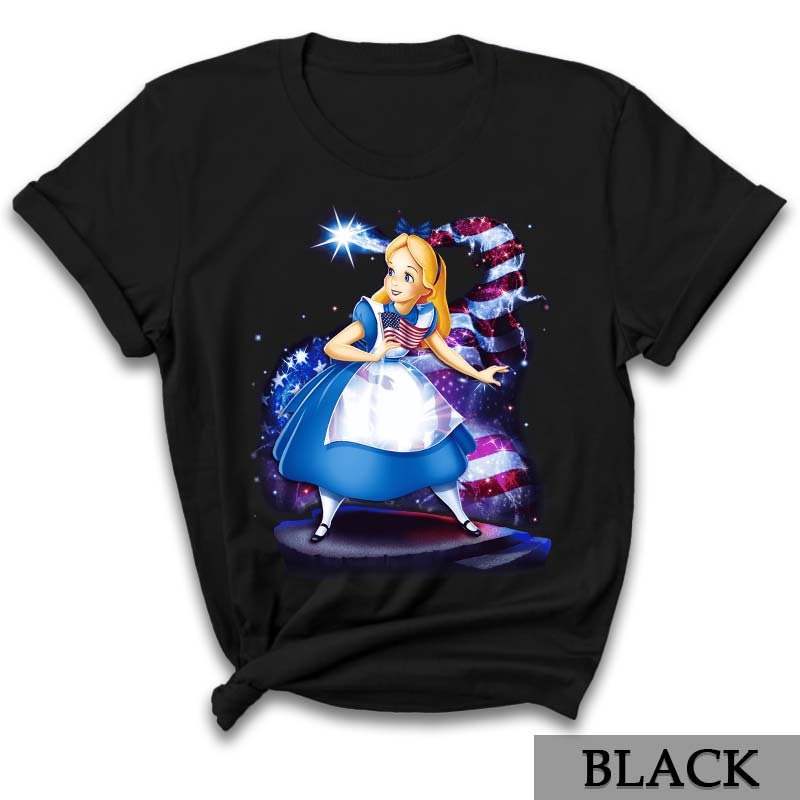 Alice In Wonderland Disney 4th Of July Colorful Disney Graphic Cartoon Unisex Cotton S Clothing Men Women