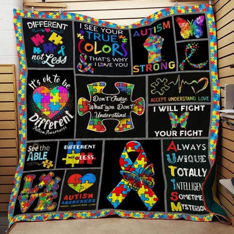 Autism Awareness Quilt Blanket