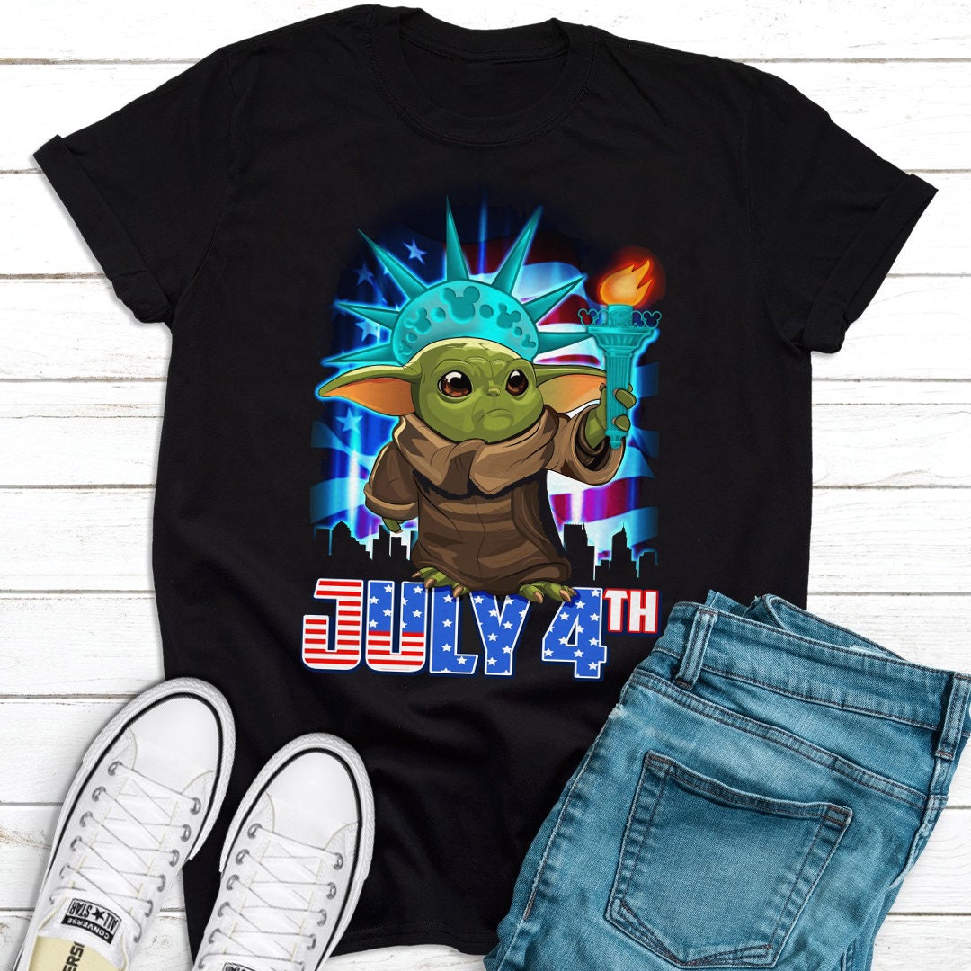 Baby Yoda Disney S Glitter Statue Of Liberty American Flag Unisex July 4th Graphic Design For Men And Women