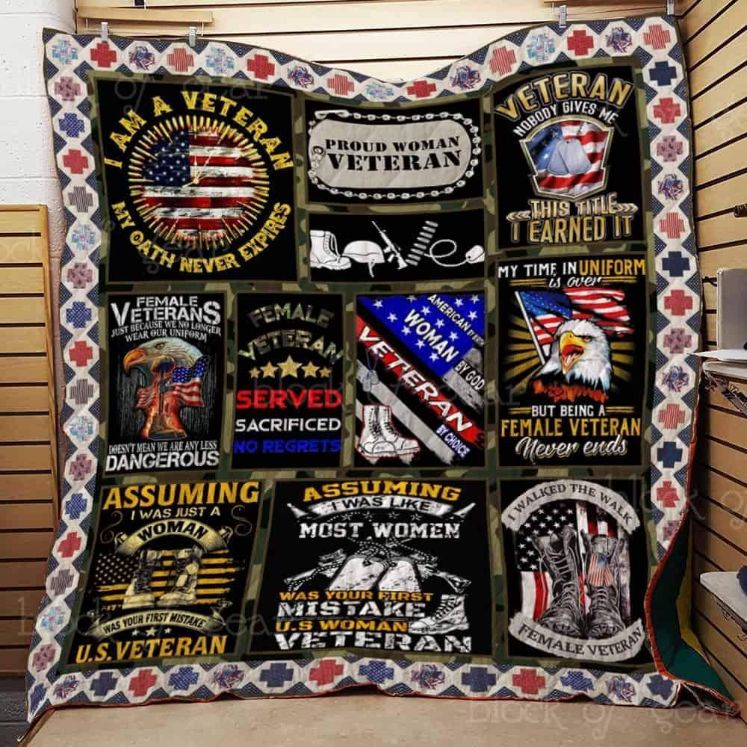 Bc  Proud Woman Veteran Quilt Blanket