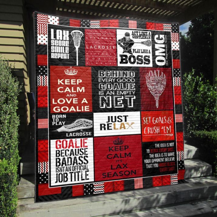 Behind Very Good Goalie Lacrosse Red Quilt Blanket Vh09