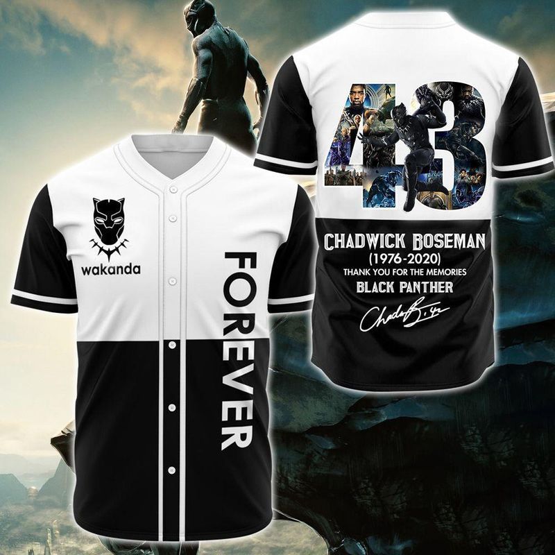 Black Panther Chadwick 43 Boseman Signature Thank You For The Memories Baseball Shirt Jersey 3 Gift For Lover Jersey