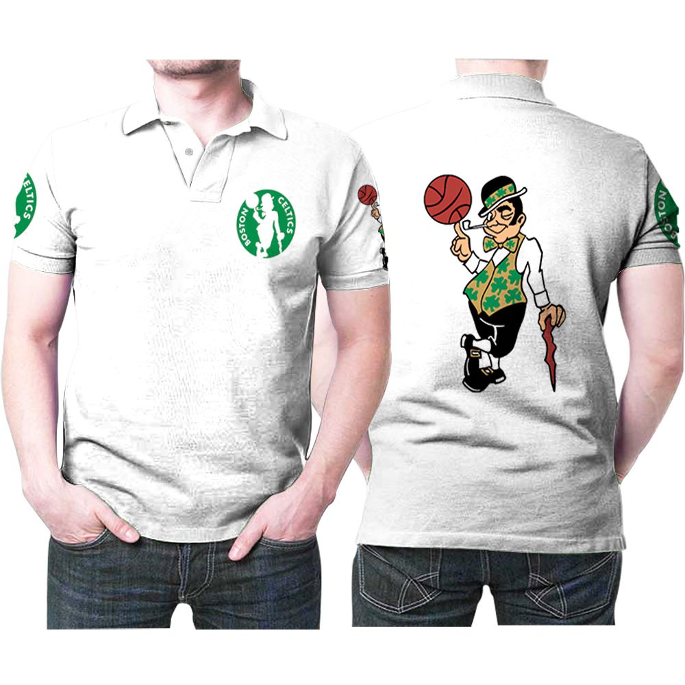 Boston Celtics Basketball Classic Mascot Logo Gift For Celtics Fans White Polo Shirt All Over Print Shirt 3d T-shirt