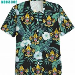 Boy Scout Cotton Casual Button Down Short Sleeves Father’s Day Hawaiian Shirt