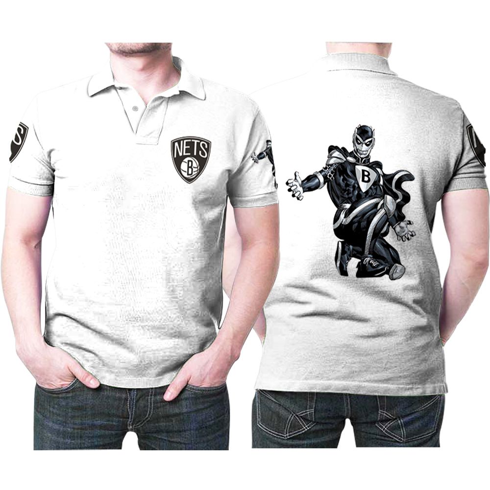 Brooklyn Nets Basketball Classic Mascot Logo Gift For Nets Fans White Polo Shirt All Over Print Shirt 3d T-shirt