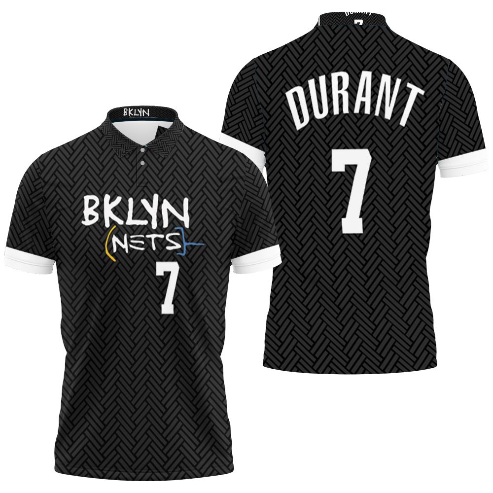 Brooklyn Nets Kevin Durant #7 Great Player 2020 Nba New Arrival Black 3d Designed Allover Gift For Brooklyn Fans Polo Shirt