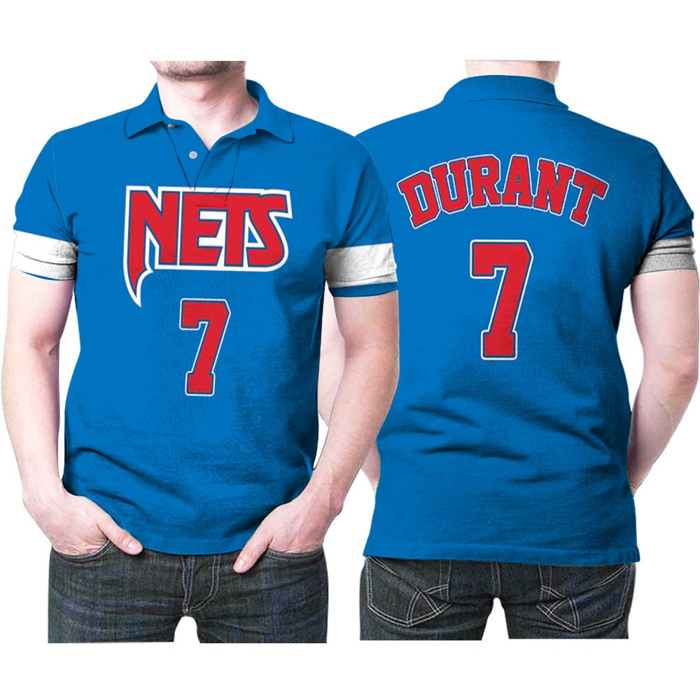 Brooklyn Nets Kevin Durant #7 Nba Basketball Team New Arrival Blue 3d Designed Allover Gift For Brooklyn Fans Polo Shirt