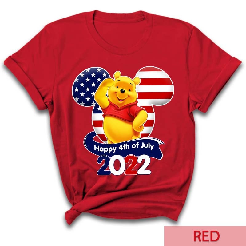Brother Winnie The Pooh 4th Of July Colorful Disney Graphic Cartoon Unisex Cotton S Clothing Men Women Kid