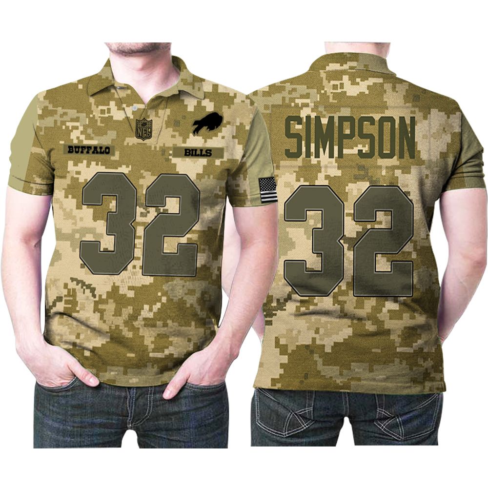 Buffalo Bills O. J. Simpson #32 Nfl Great Player Camo 2019 Salute To  Service Custom Bills Fans Polo Shirts - Peto Rugs