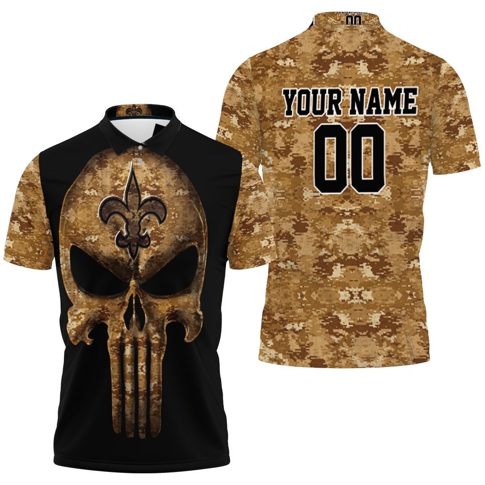 Camouflage Skull New Orleans Saints American Flag 3d Personalized Polo Shirt All Over Print Shirt 3d T-shirt