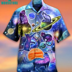 Cat Plays With Space Funny Cats Aloha Hawaiian Shirt