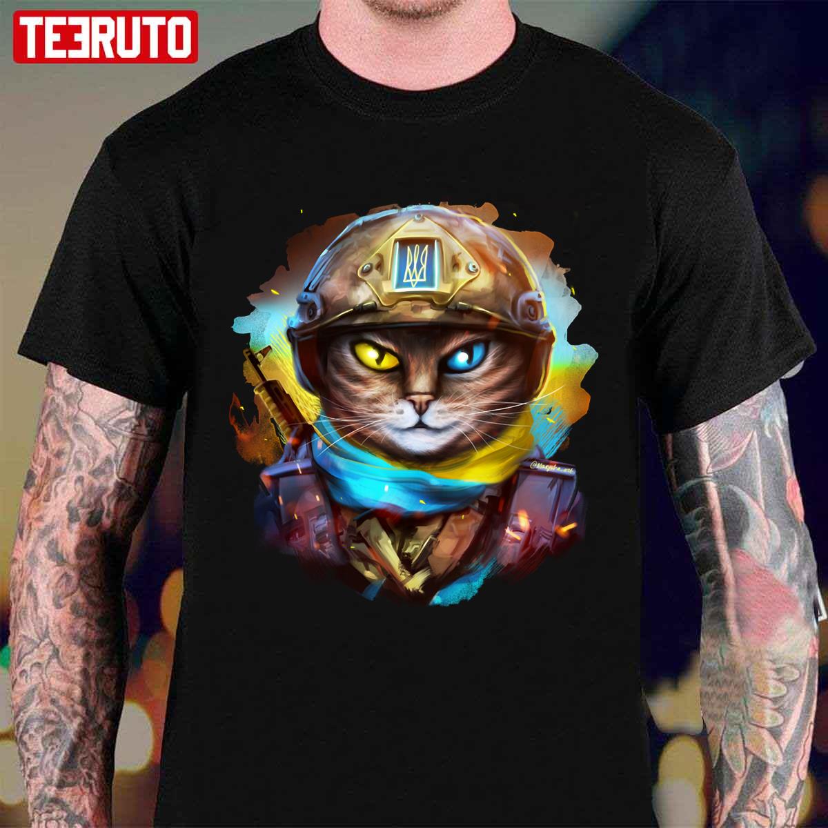 Cat Ukrainian Soldier Unisex T-Shirt