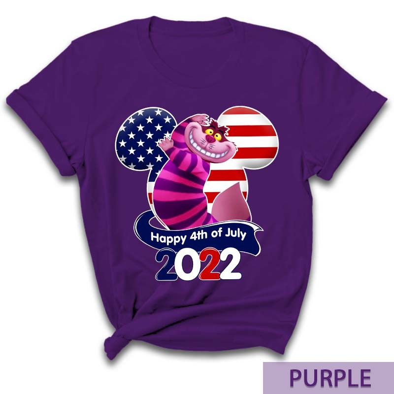 Cheshire Cat Flag 4th Of July Colorful Disney Graphic Cartoon Unisex Cotton S Clothing Men Women Kid