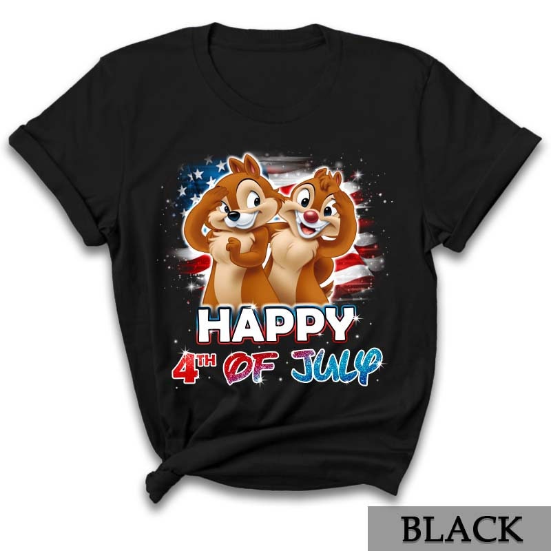 Chip And Dale Disney 4th Of July Colorful Disney Graphic Cartoon Unisex Cotton S Clothing Men Women