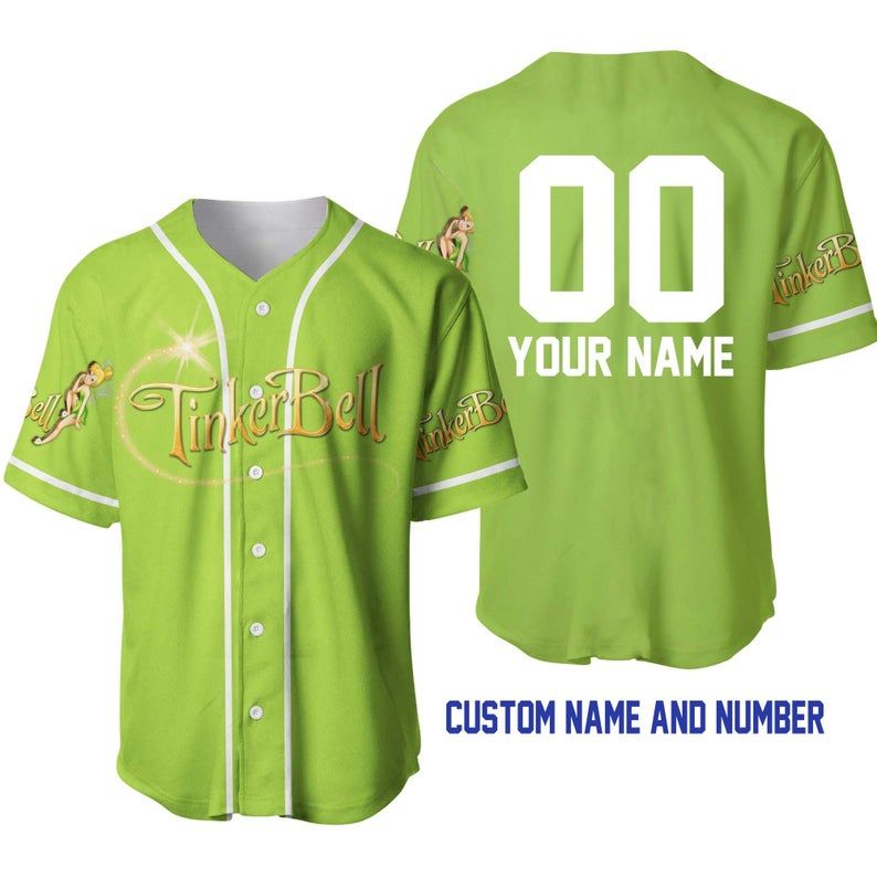 Custom Name Tinker Bell Disney Baseball Jersey 345 Gift For Lover Jersey