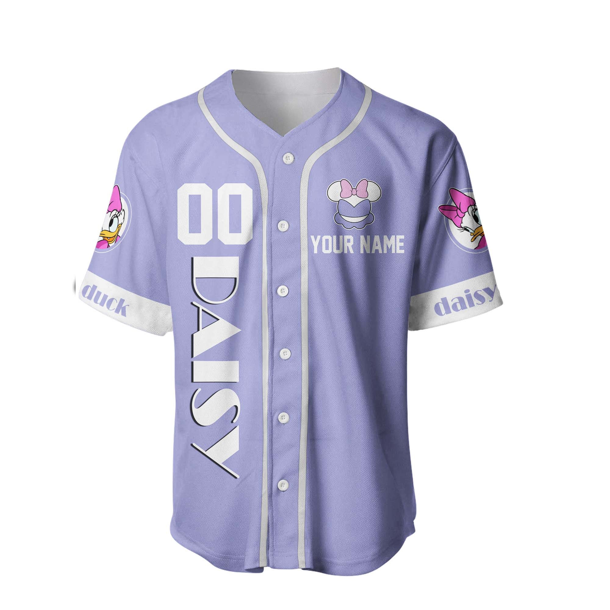 Daisy Duck Purple White Disney Cartoon Baseball Jersey Shirt