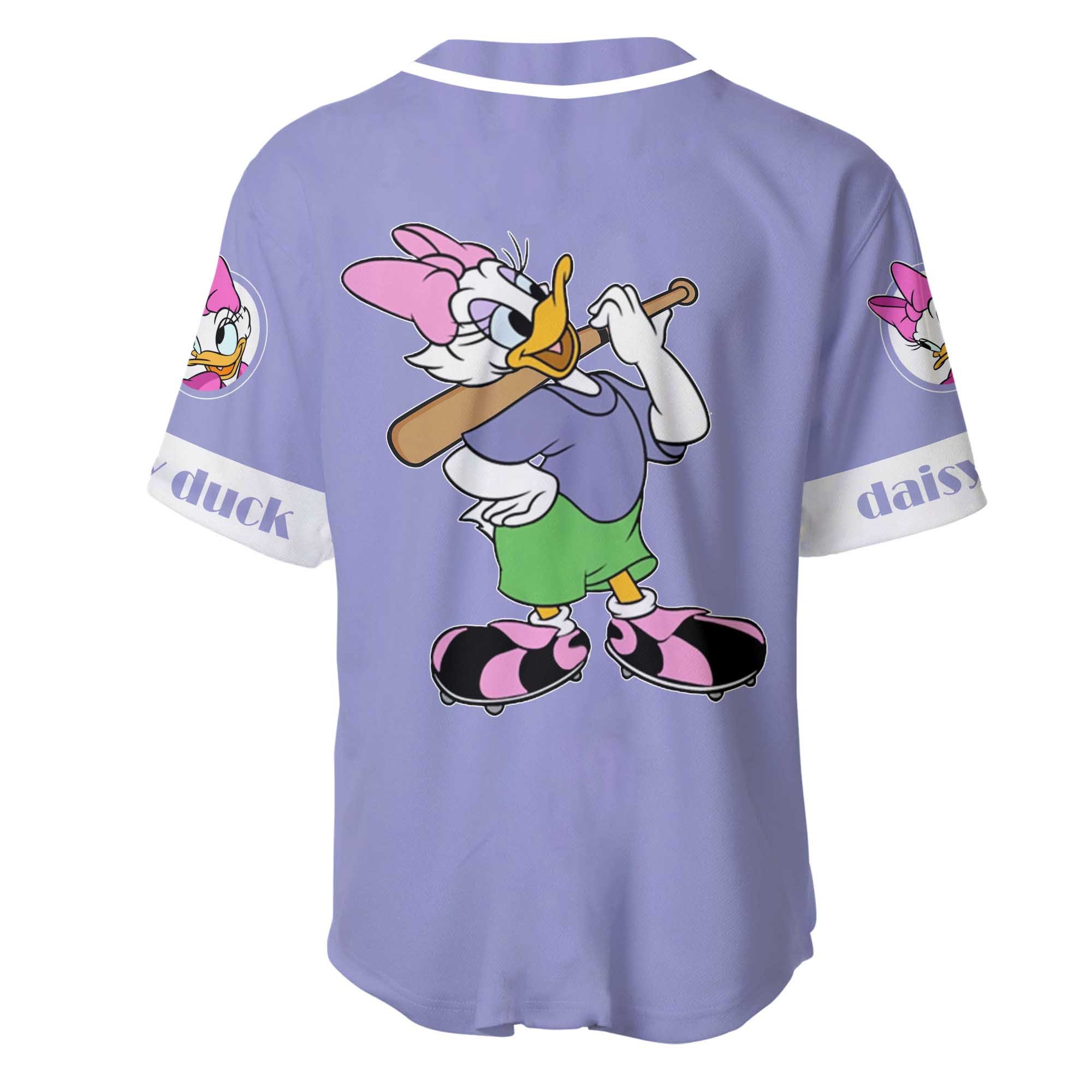 Donald Duck Striped Blue White Cartoon Custom Name & Number Baseball Jersey  Shirt