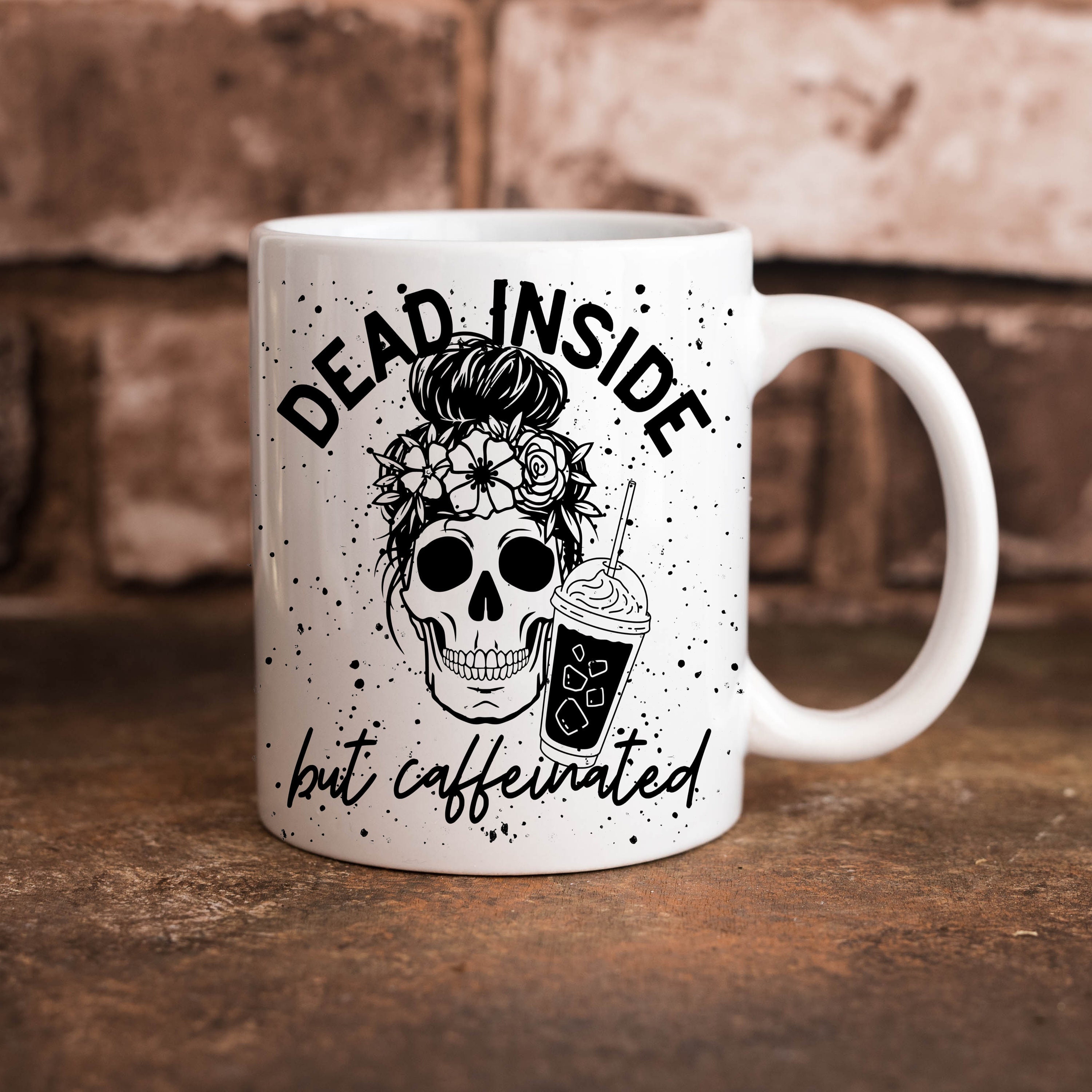 Dead Inside But Caffeinated Skeleton Funny Funny Coffee Cute Caffeine ...