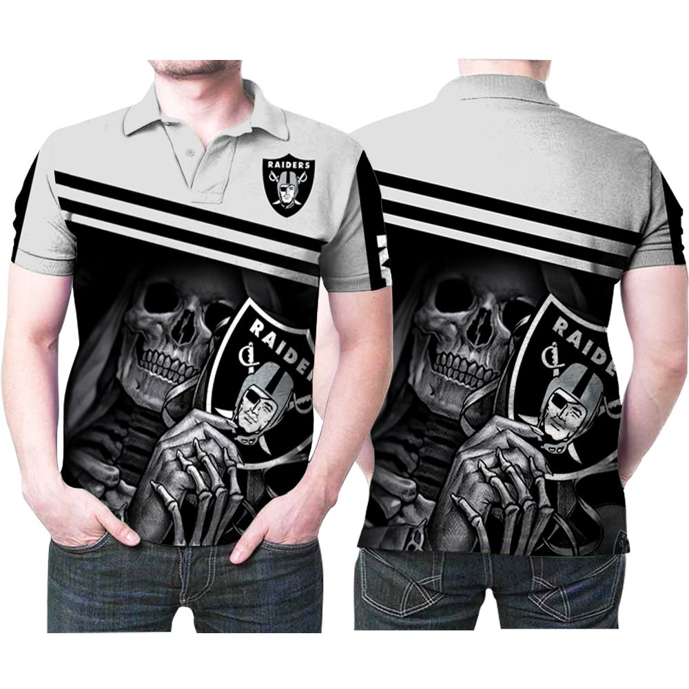 Death God Oakland Raiders Nfl Football Team Logo 3d Designed Allover Gift For Raiders Fans Polo Shirt All Over Print Shirt 3d T-shirt