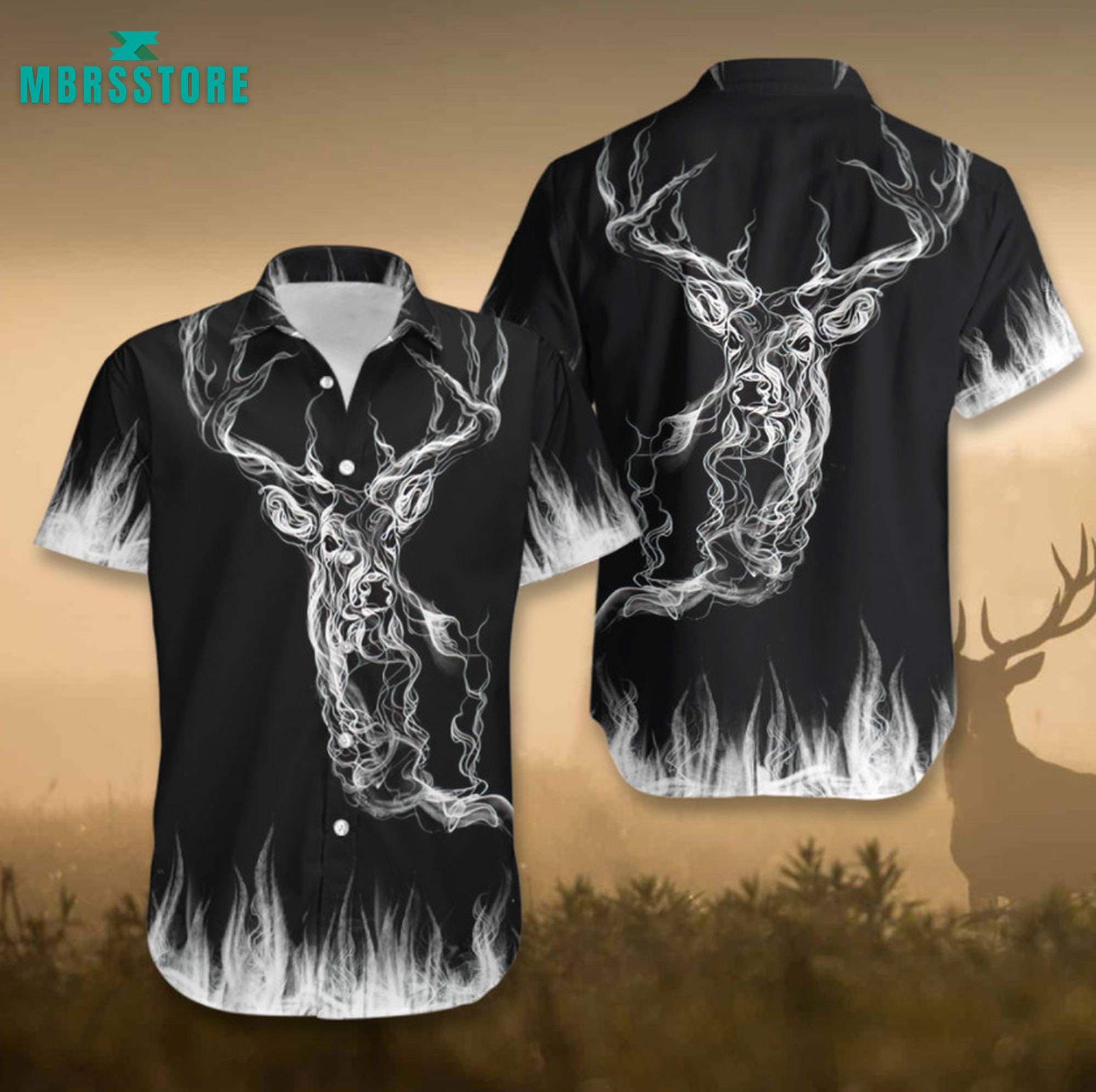 Deer Hunting Smoke Em Deer Aloha Button Down Hawaiian Shirt