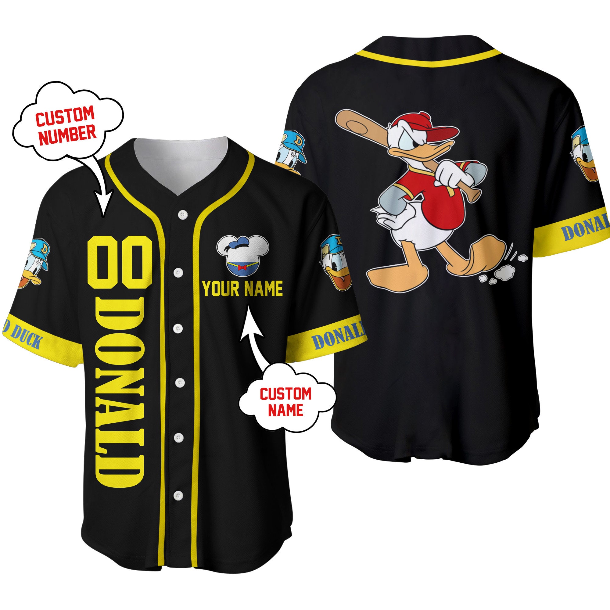 Rare VTG Y2K Disneyland Donald Duck Baseball Jersey Disney XL Men's  Unisex