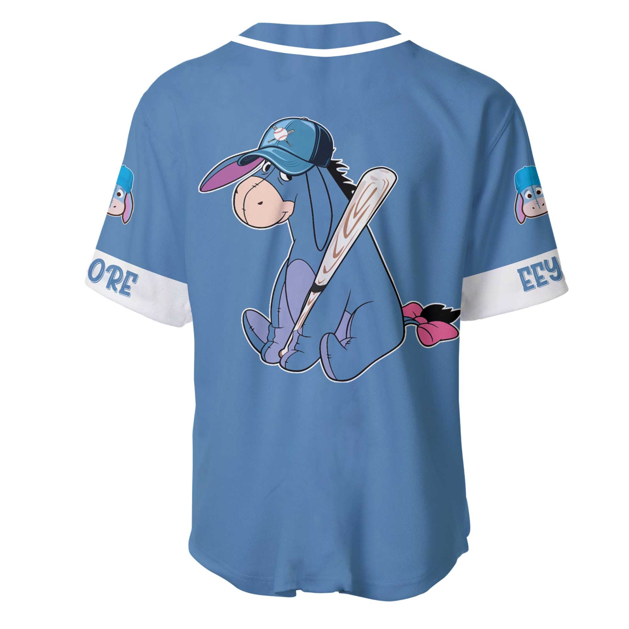 Personalized Eeyore Donkey Winnie The Pooh White Pinstripe Baseball Jersey  - T-shirts Low Price