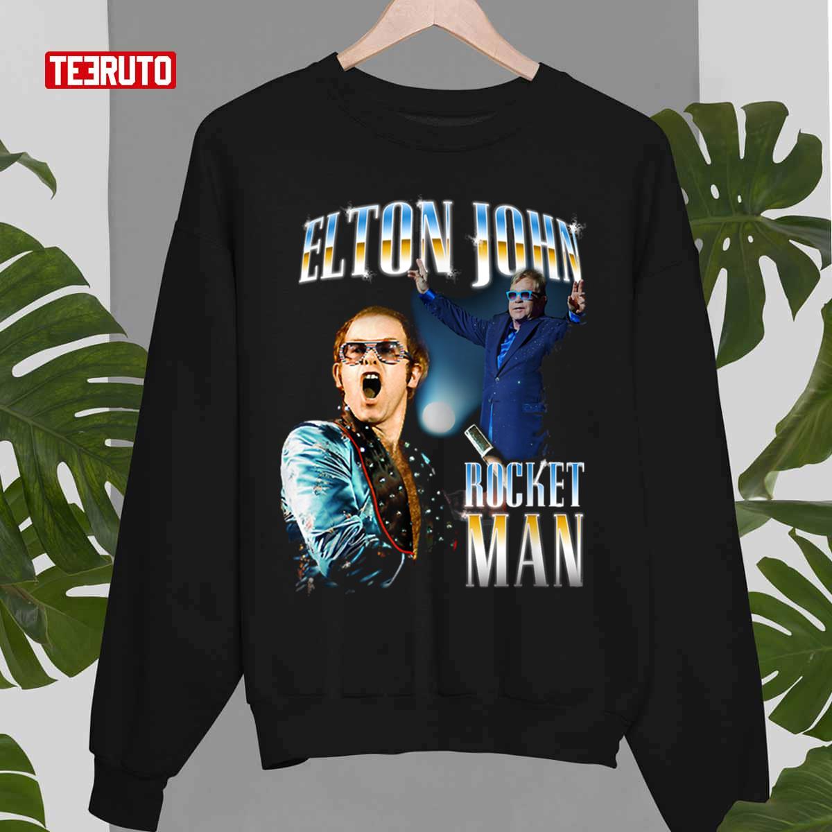 Singer Men's Shirt Fan Gift Elton John Music Rocket Man Comfortable Unisex T-Shirt Women's Shirt Retro Rocket Classic Rock 70s Music